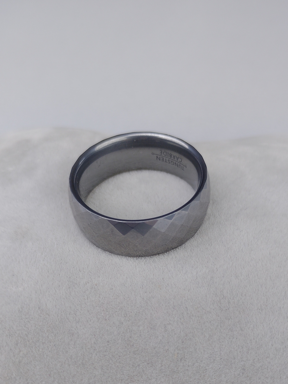 Faceted Tungsten Carbide Ring - Gunmetal Silver